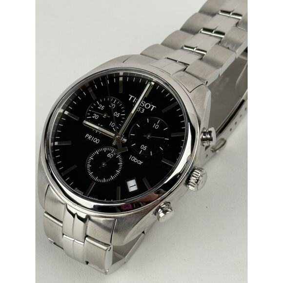 Tissot Men’s PR 100 Black Dial Stainless Steel 40mm Watch T101417A Swiss Made - Picture 1 of 7
